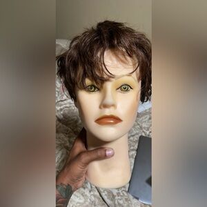 Brown Short Hair Mannequin Head